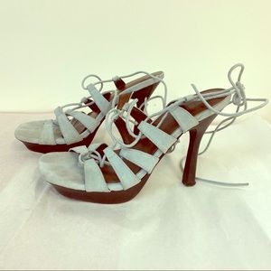 Aldo Light Blue Lace Up Platform Heels